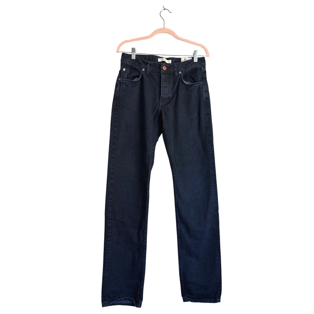 Billy Reid Mens Slim‎ Cut Dark Indigo Denim Jeans Size 30 Made in USA Button Fly